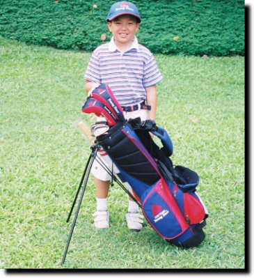 Young Golf Star with Golf Bag