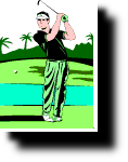 Sketch of golfer playing a shot